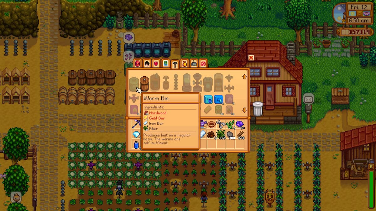 Stardew Vadisi'ndeki Solucan Kutusu işçilik tarifi