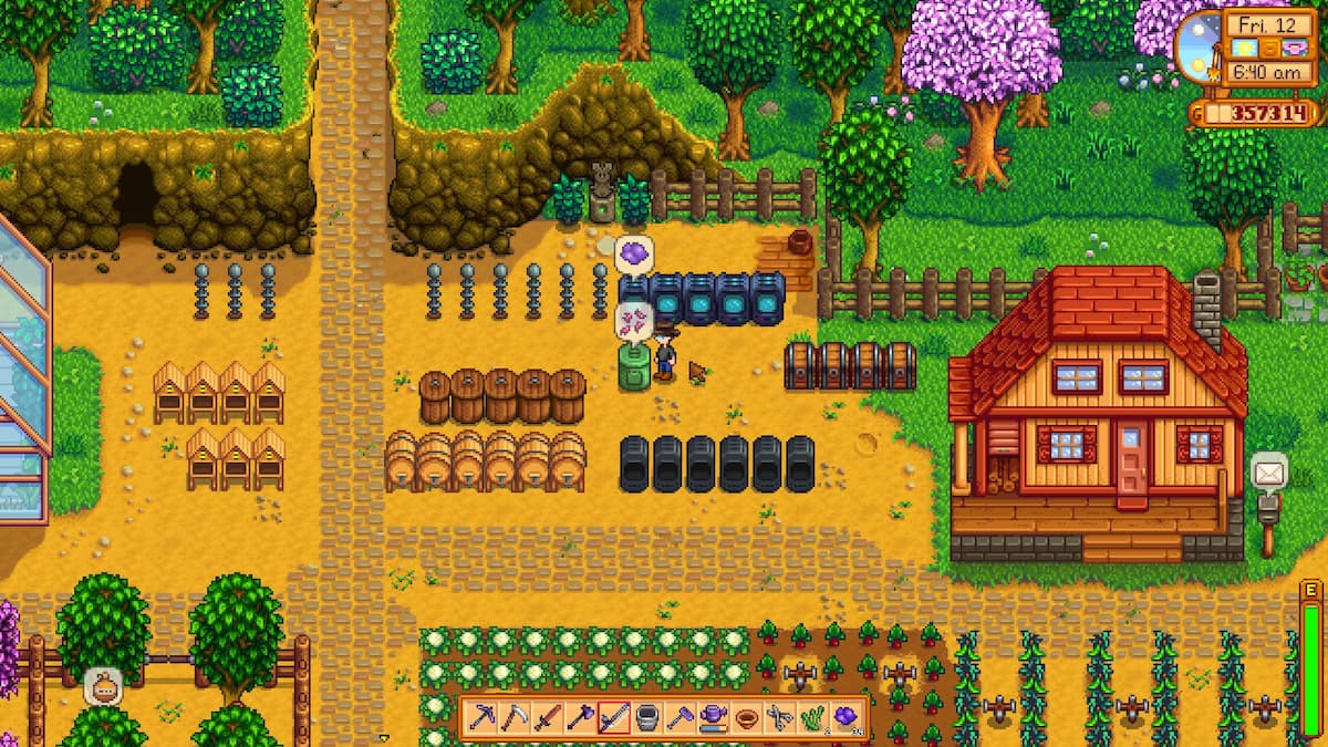 Yanında karakterin durduğu Stardew Vadisi Solucan Kutusu